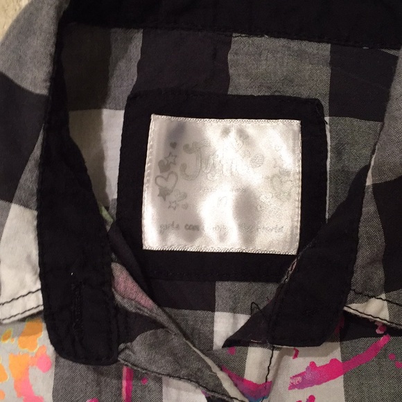 JUSTICE “Paint” Spattered Black/White Top-Size 10 - Picture 5 of 5